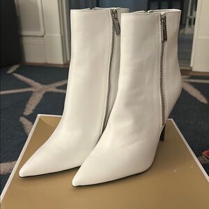 Michael Kors White Leather Ankle Boots